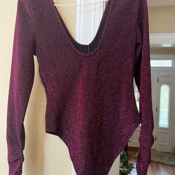 NWT Zara magenta glitter bodysuit small - Picture 5 of 5